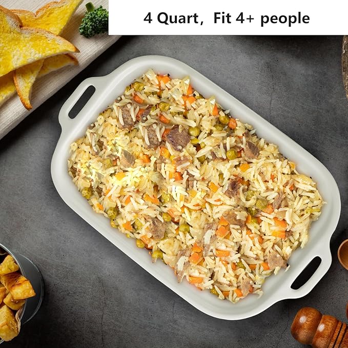 4 Quart Casserole Programmable Slow Cooker with Ceramic Baking Dish - Perfect Kitchen Small Appliance for Family Dinners, Oven Safe and Durable Bakeware for Lasagna, Roasts, Red
