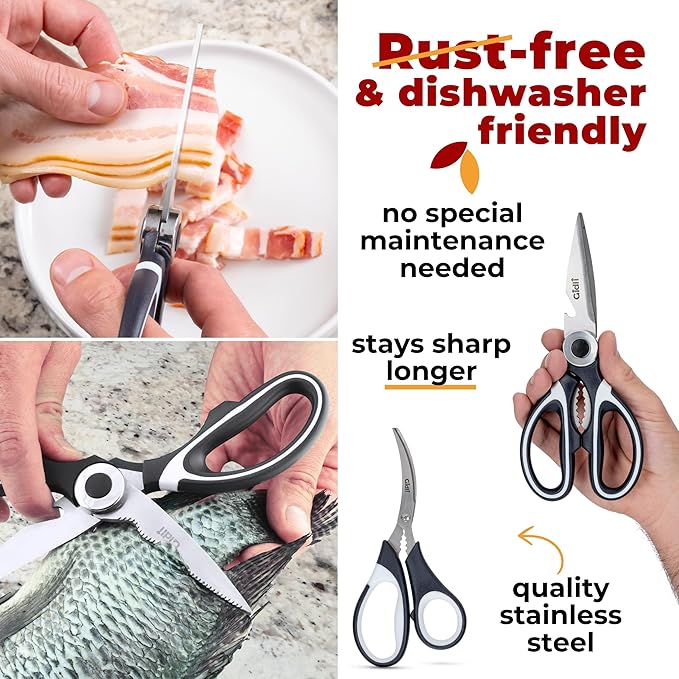 Gidli Kitchen Shears & Seafood Scissors Set - Lifetime Replace. Warranty*