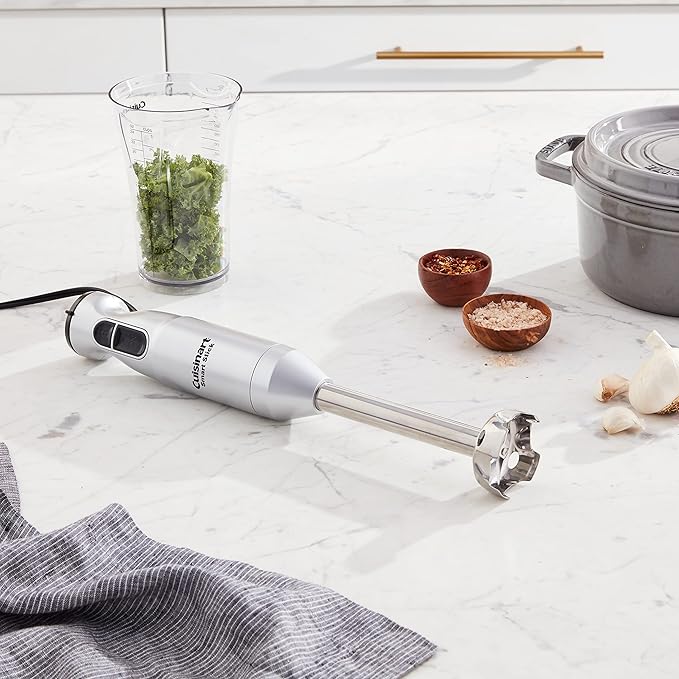 Cuisinart Smart Stick Two-Speed Corded Hand Blender, Powerful Immersion Blender with 300-Watt Motor Blends Shakes, Smoothies, Puree, Baby Food, Soups & Sauces, CSB-175SVP1, Silver