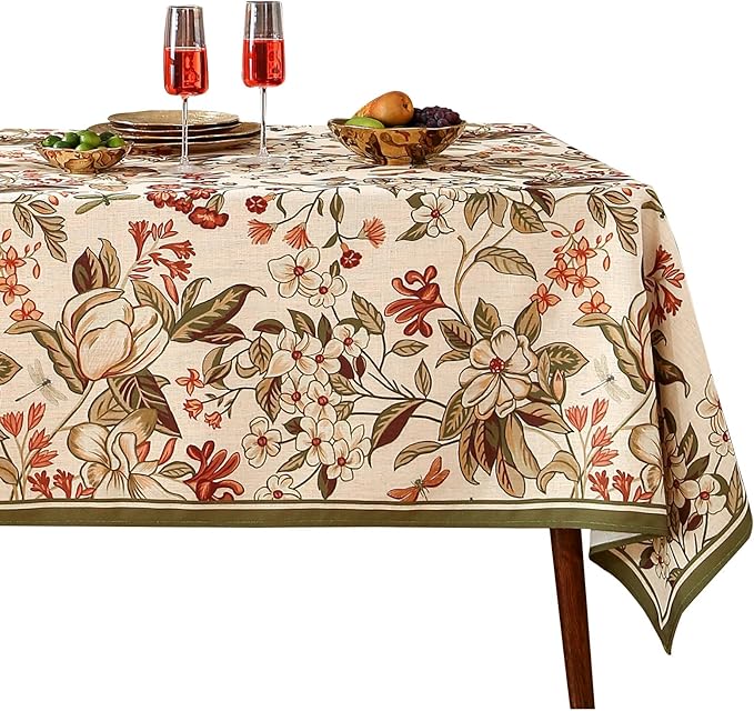 ISAENNE Designer Vintage Square Linen Small Tablecloth,55"x55"-Grace A