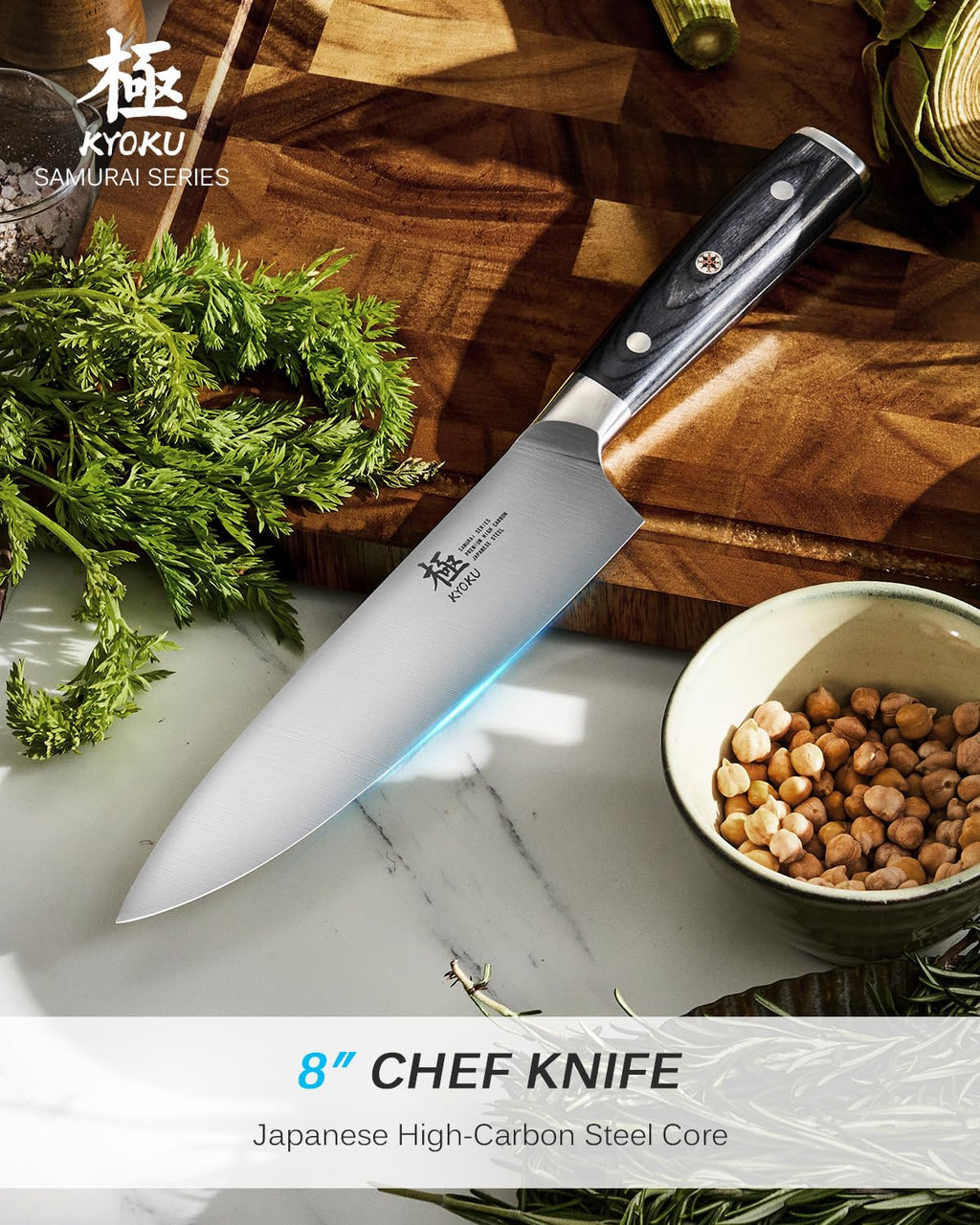 KYOKU 8" Chef Knife - Japanese High Carbon Steel Meat Vegetable Knife