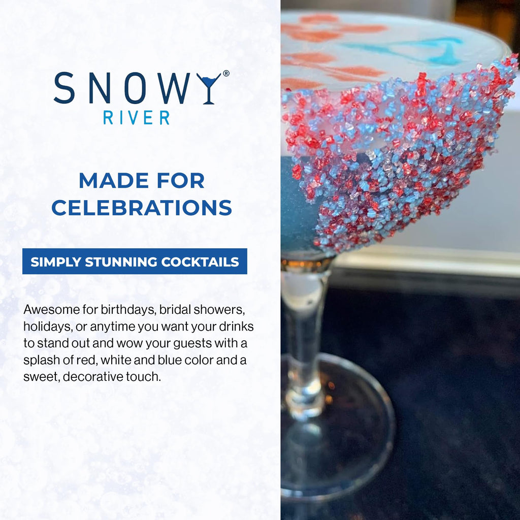 Snowy River Natural Cocktail Sugar Rimmer - Kosher Certified Naturally Colored Beverage Rimming Sugar for Cocktails, Margaritas, Drinks (America, 4 Ounce (Pack of 1))
