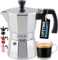 Zulay Kitchen Classic Stovetop Espresso Maker for Great Flavored Strong Espresso, Classic Italian Style 3 Espresso Cup Moka Pot, Makes Delicious Coffee, Easy to Operate & Quick Cleanup Pot