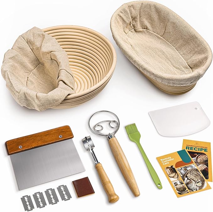 Rorecay Sourdough Starter Kit with Banneton Bread Proofing Baskets