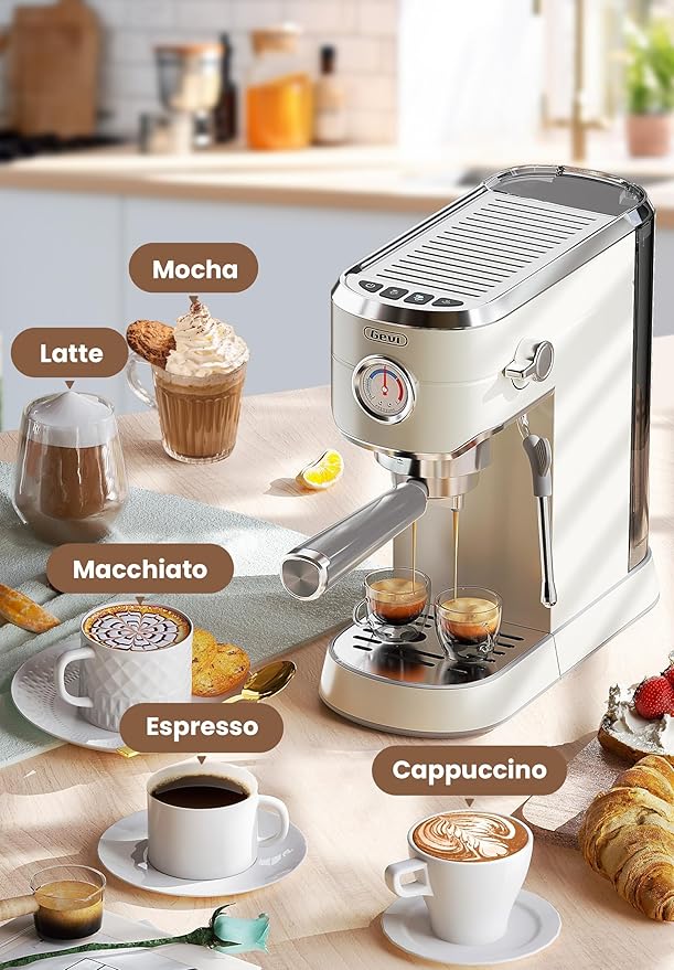 Gevi 20Bar Espresso Machine,Compact Coffee Maker with Adjustable Steam Wand
