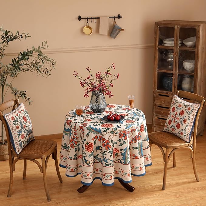 patdrea Elegant French Linen Tablecloth,Round,Diameter 67"-Puno