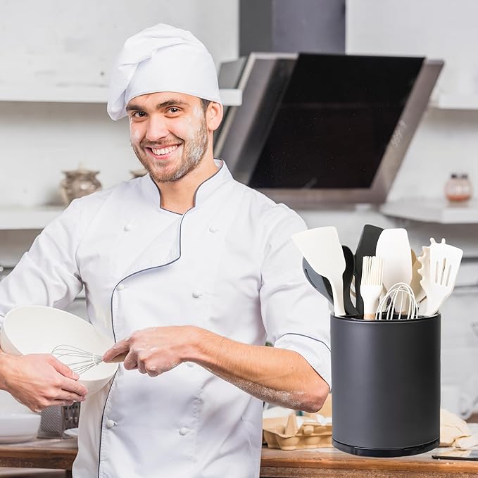 Utensil Holder,Large 360°Rotating Kitchen Utensil Holder For Counter