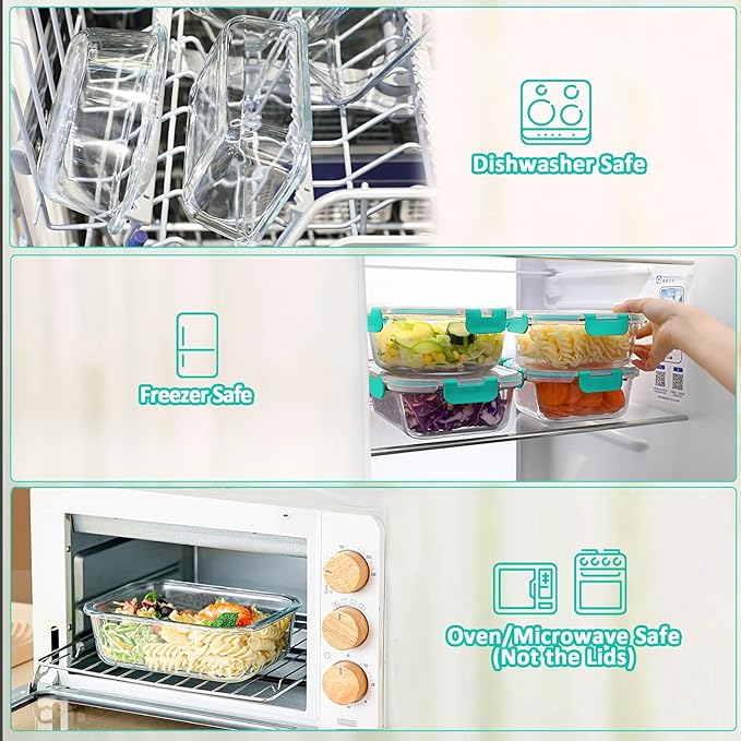M MCIRCO 80 oz & 36 oz Extra Large Glass Food Storage Containers with Lids
