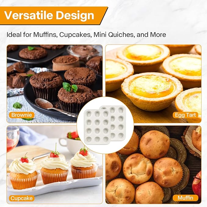 Spmarkt 2-Pack Healthy Baking Cupcake Pan| Non Stick 12-Cup Muffin Pan | Durable & Easy Clean Muffin Tin | Perfect for Cupcakes, Muffins (Beige)