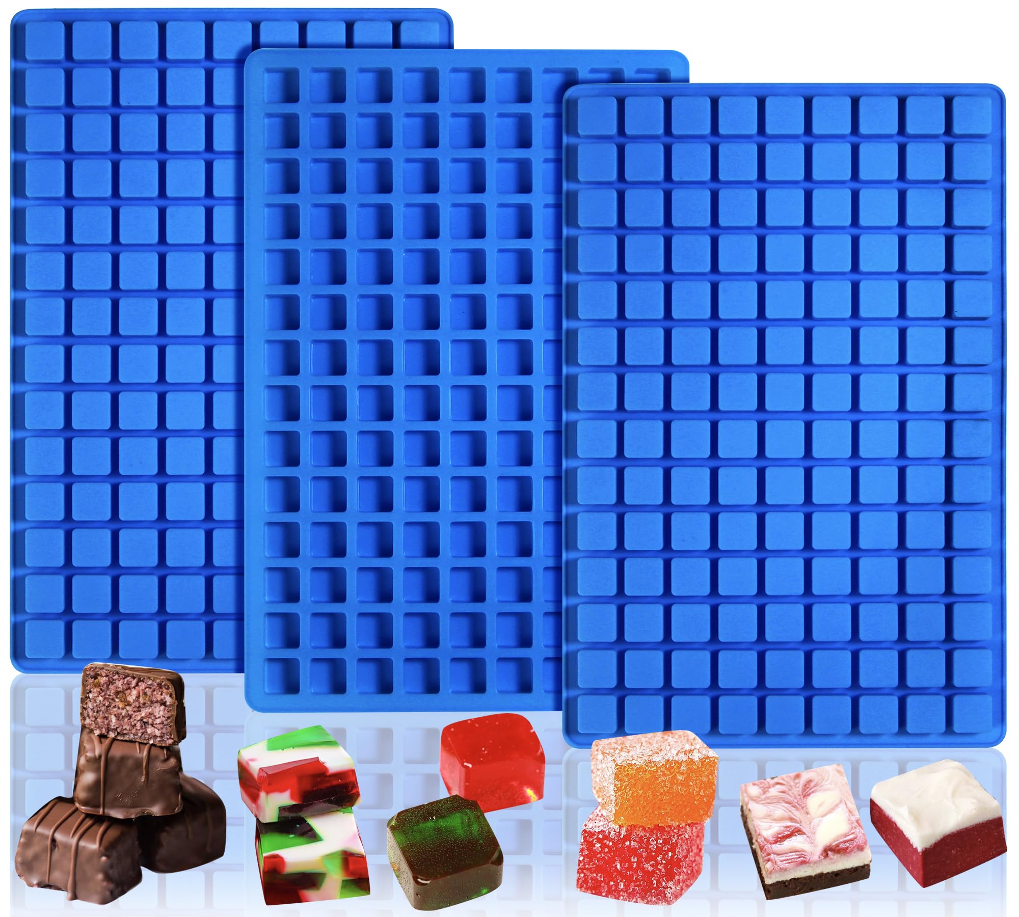 Sidosir Square Caramel Candy Mold Silicone, 126-Cavity Gummy Silicone Molds for Fat Bombs, Chocolate Truffles Mold for Hard Candy, Ice Cube