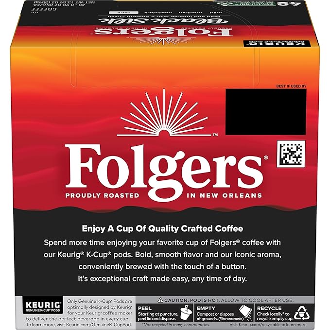 Folgers Black Silk Dark Roast Coffee K-Cup Pods, Bulk 192 Count