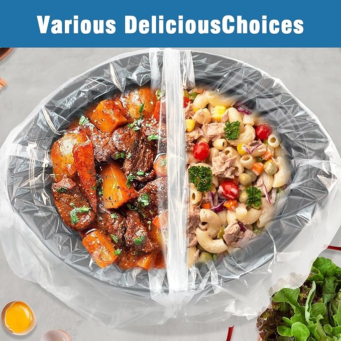 WOKUWOKU Slow Cooker Liners, 13“ x 21” 20 Cooking Bags, Large Disposable Pot Liners, Fits 3QT to 8QT Slow Cooker Cooking Plates, Multi-Purpose Durable Liner Plastic Bags, BPA Free (1 Pack)