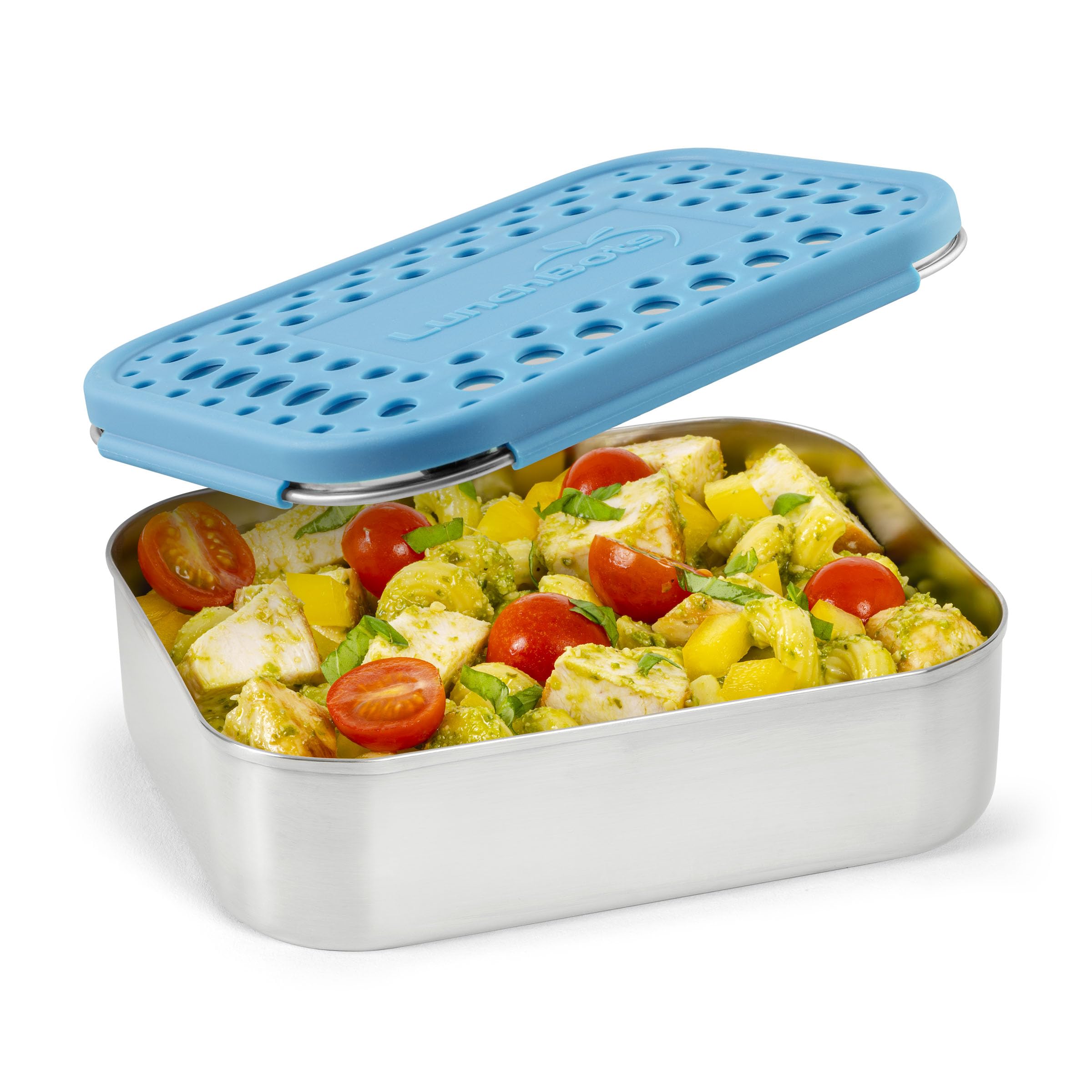 LunchBots Medium Uno Stainless Steel Kids Bento Box 1-Section Aqua 20oz