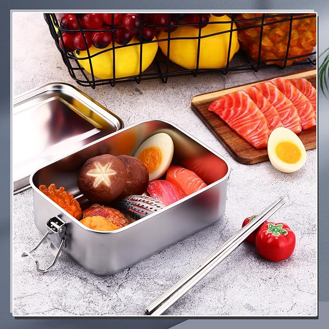 Umigy 4 Pcs Stainless Steel Food Containers Metal Bento,1000ml