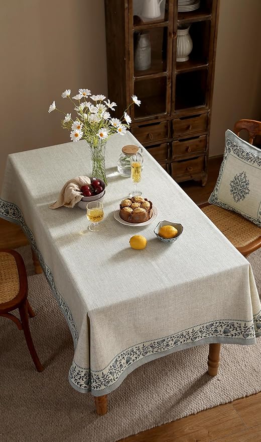 ISAENNE Designer Linen Small Square Tablecloth,55"x55"-Segerman B