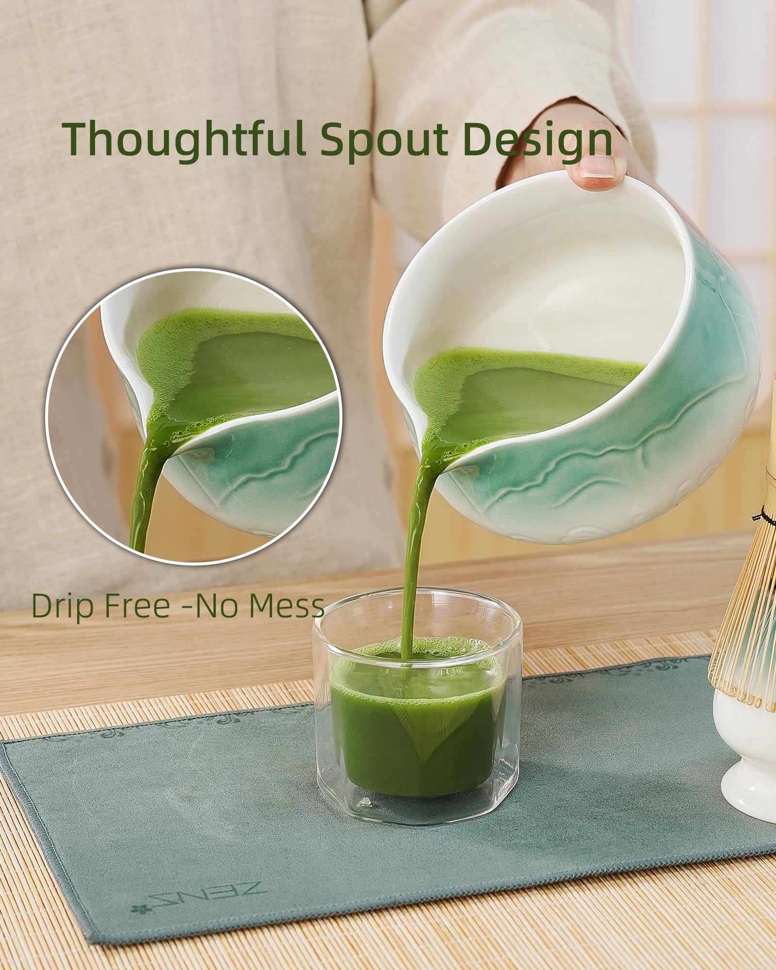 ZENS Premium Matcha Whisk Set, 5pcs Tea Ceremony Gift for Matcha Lovers