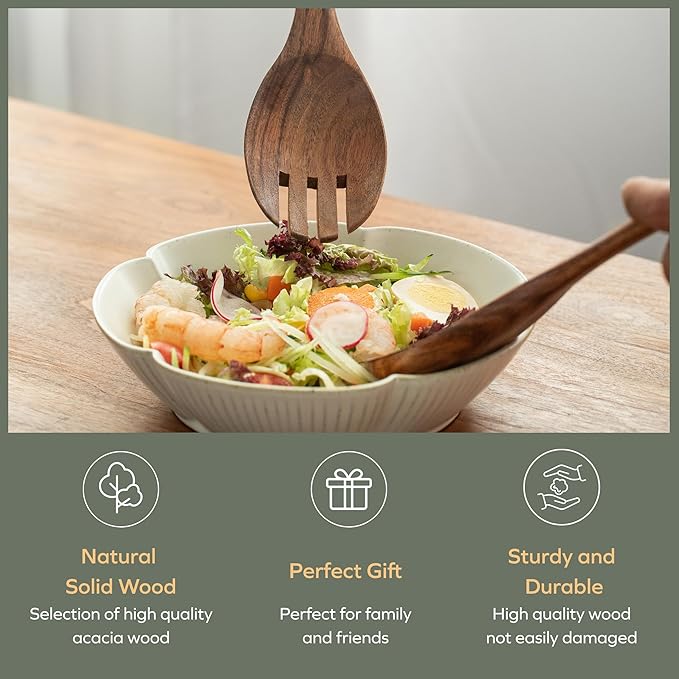 Muso Wood Acacia Salad Servers, 12-inch, Set of 2