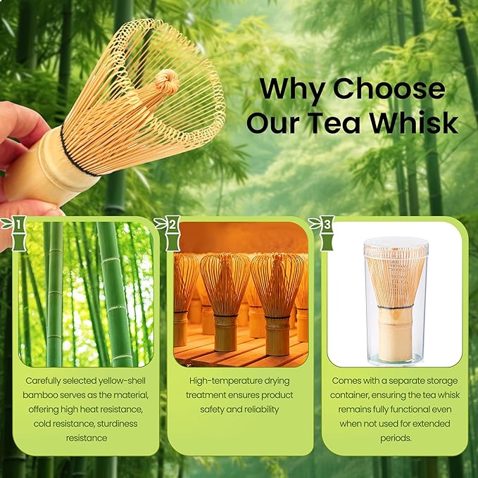 GBBG Matcha Whisk Set, Ceramic Matcha Kit Desert Style, Matcha Whisk and Bowl, Bamboo Scoop and Rest, Sifter and Tea Towel, 7 Pcs Gifts for Matcha Lover - Matte Black