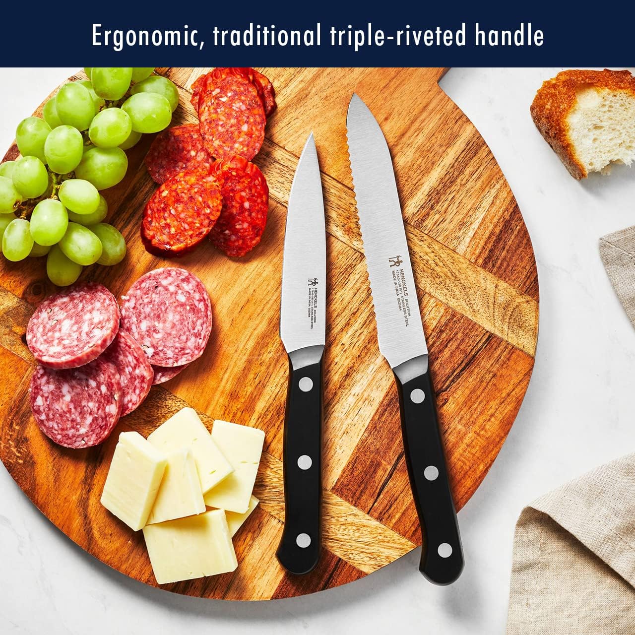 Henckels Solution 12-Pc Knife Set, Razor-Sharp, German Engineered, Brown