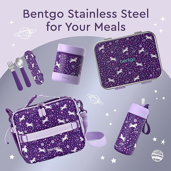 Bentgo Kids Prints Stainless Steel Leak-Resistant 3-Compartment Lunch Box