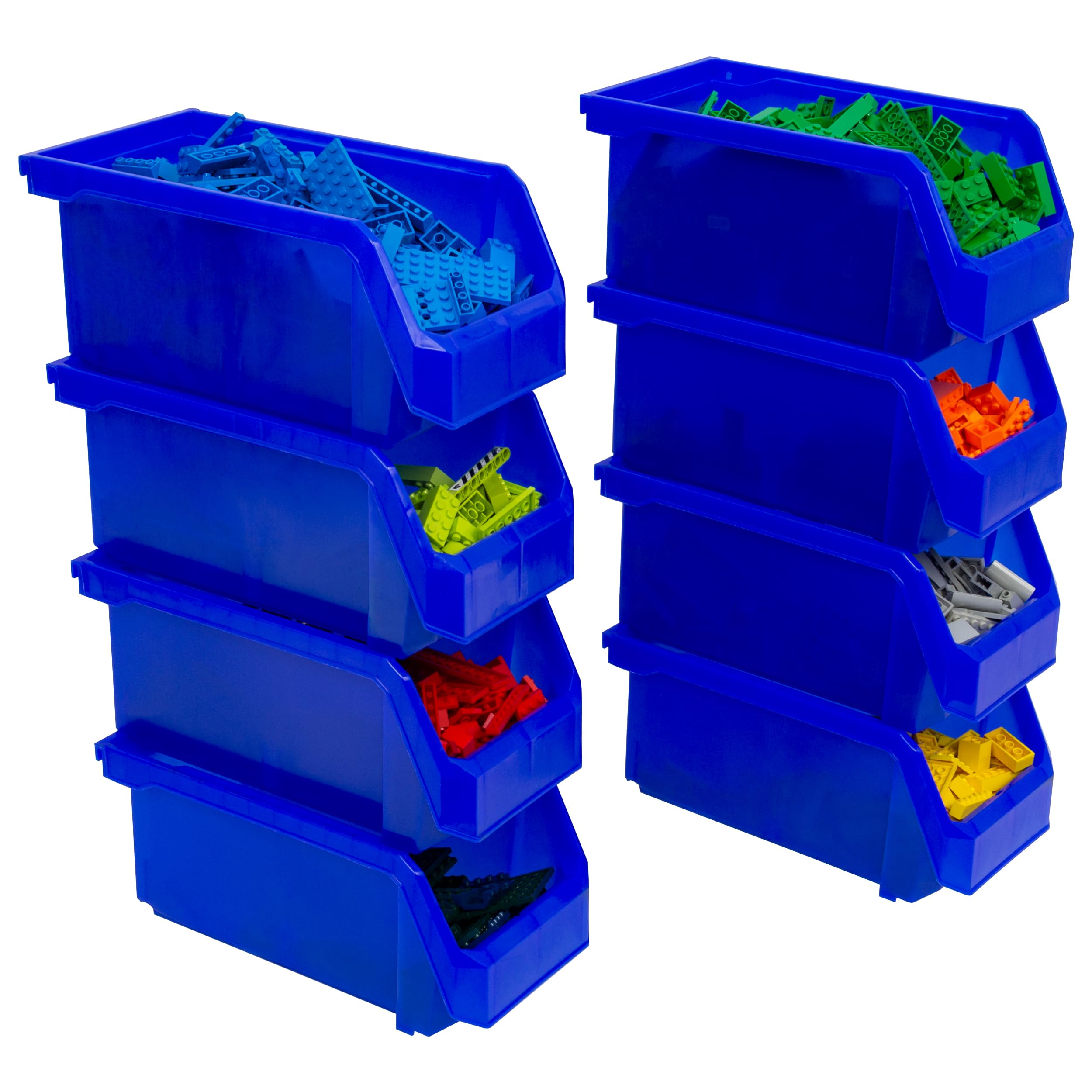 ReadySpace Medium Stackable Plastic Storage Bins, 8-Pack, Blue