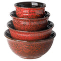 HASENSE Mixing Bowls, 2.1/1.5/1.0/0.5 Qt, Nesting Bowls for Cooking, Baking, Ceramic Serving Dishes Set of 4 for Salad, Fruits, Popcorn, Thanksgiving Christmas Gift, Dishwasher & Microwave Safe, Red