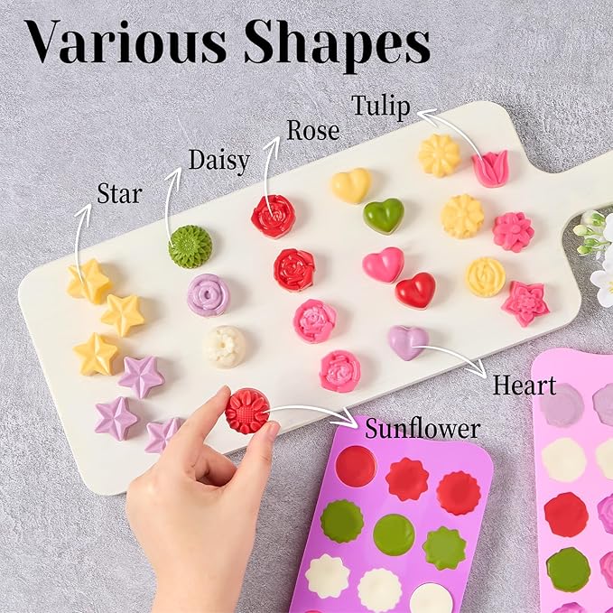 Flower Silicone Molds for Chocolate, 6 Pcs, 15-Cavity