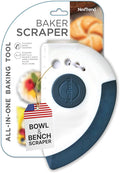 5-in-1 Dough Scraper & Flexible Bowl Scraper by Nextrend, Bread Scraper with Stainless Steel Edge, Ruler & Herb Stripper – BPA Free, Dishwasher Safe - Blue