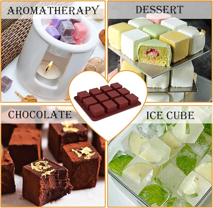 Wax Melts Molds Silicone, 3 Pcs 12-Cavities Chocolate Molds