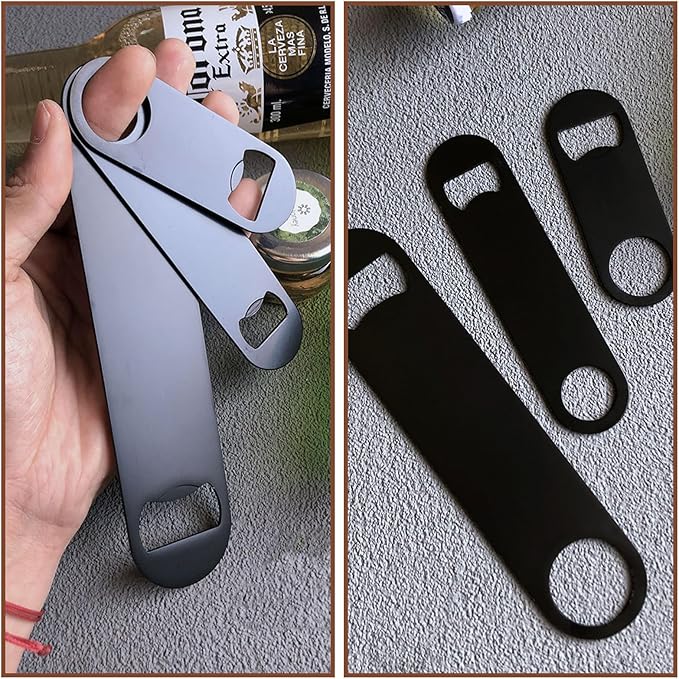 Yugada 100 Pack Flat Beer Bottle Opener 5 inch Stainless Steel Flat Bottle Opener Black Beer Bottle Openers for Bartender Kitchen Bar Restaurant (5 Inch)