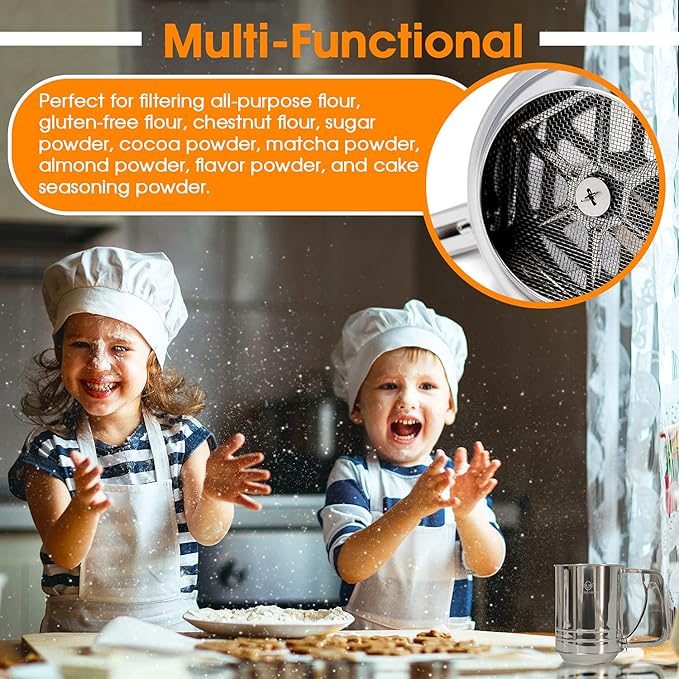 Cook Army Flour Sifter, 3 Cup Stainless Steel, Great Double-layer Baking Sifters for all Baking Flour and Powdered sugar, Flour Strainer