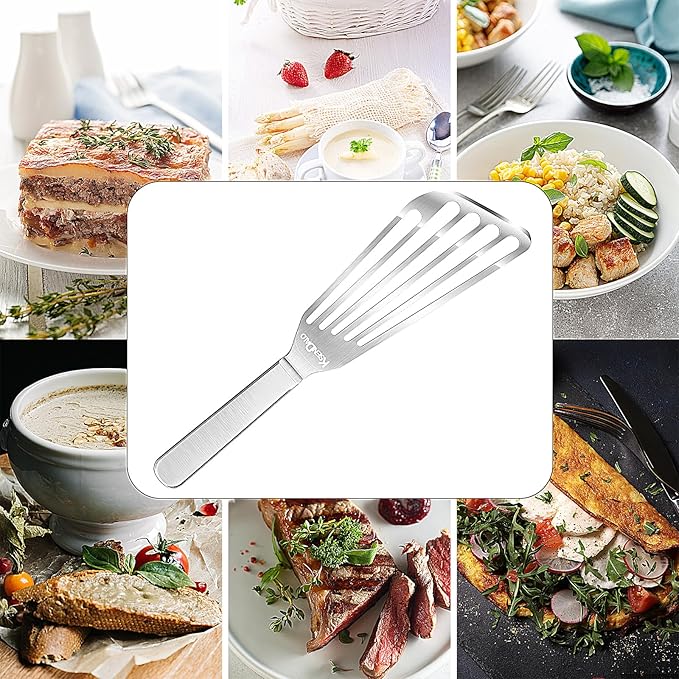 KSENDALO 2 Pack Flexible Fish Spatula Stainless Steel for Kitchen