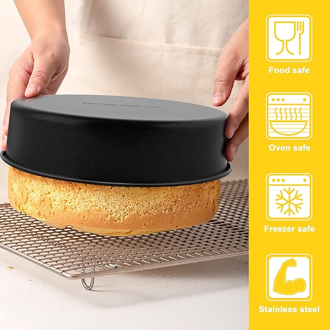 E-far 8 Inch Cake Pans, 3PCS Nonstick Small Cake Pans with Parchment Paper
