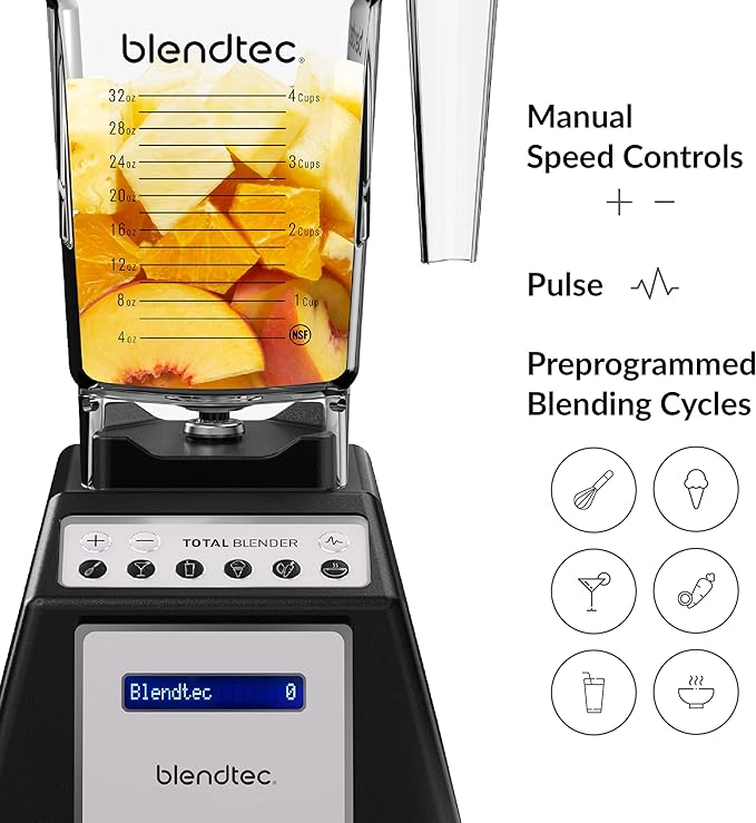 Blendtec Total Blender Classic (Black) & 75oz* FourSide Jar