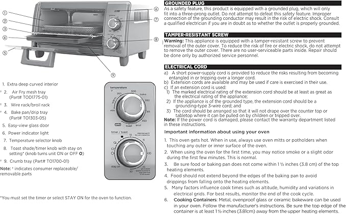 BLACK+DECKER 4-Slice Air Fry Toaster Oven, 5-in-1 Countertop Oven