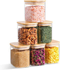 ComSaf Small Glass Containers With Lids 0.7 Qt, Set of 6 Glass Storage Jars