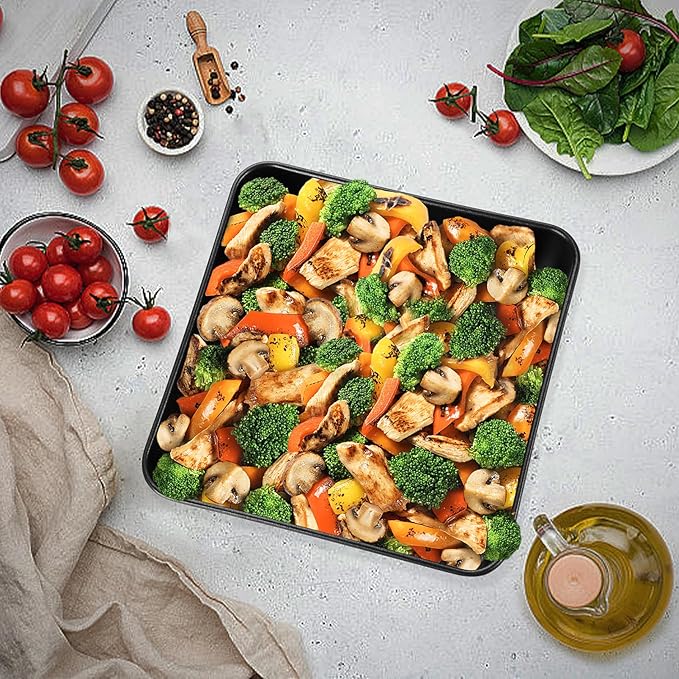 TeamFar Square Cake Pan, 2PCS 8 Inch Coated Square Cake Brownie Lasagna Pan
