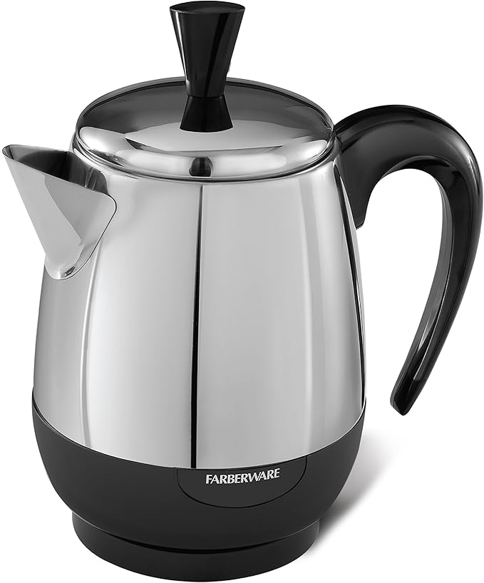 Farberware 12-Cup Stainless Steel Coffee Percolator, Automatic Keep Warm