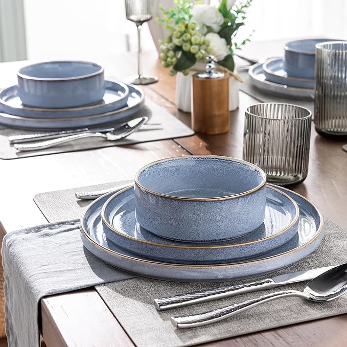 GBHOME Dinnerware Sets for 4, 12 Pieces Ceramic Plates and Bowls Set