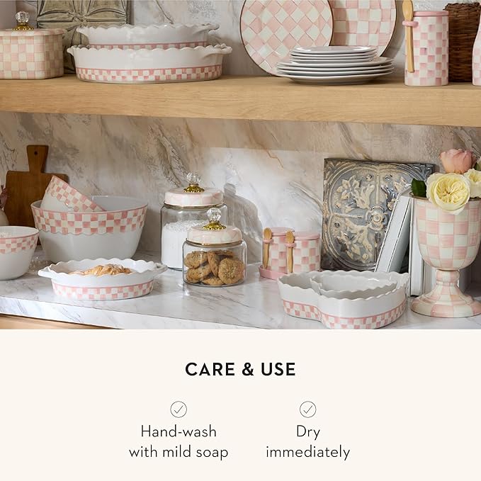 MACKENZIE-CHILDS Farmhouse Canister Set, Pink-and-White Rosy Check