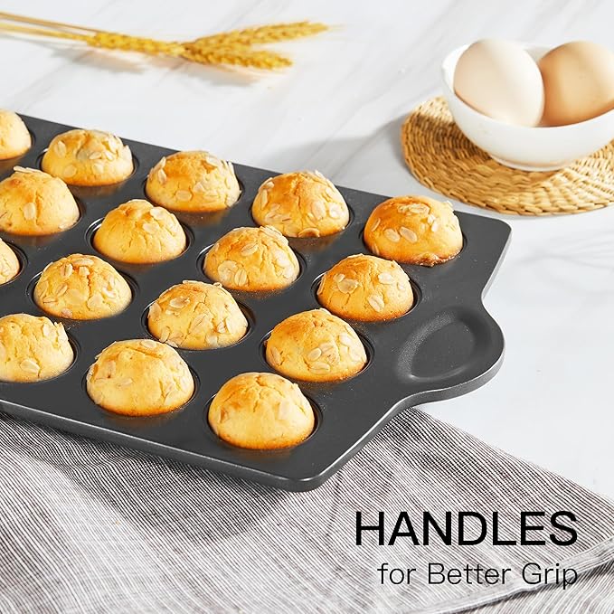 HONGBAKE Mini 24 Muffin & Cupcake Pans with 240 Liners, Nonstick, Non-toxic