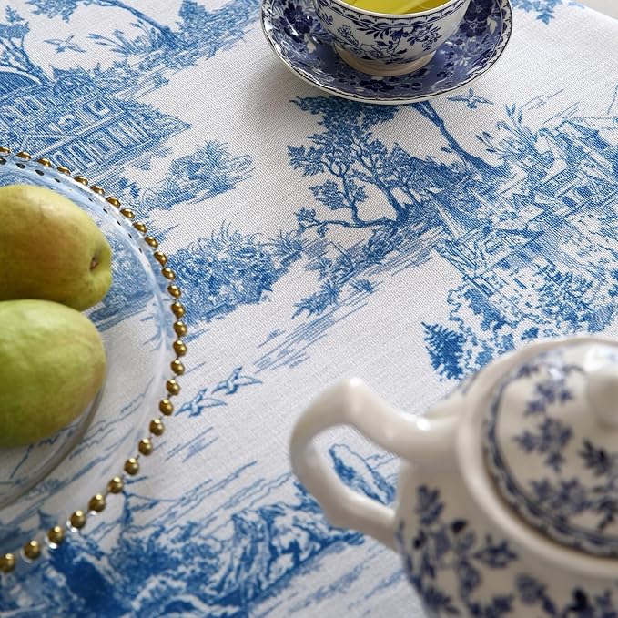 patdrea Elegant French Linen Tablecloth,Round,Diameter 67"-Lucerne A