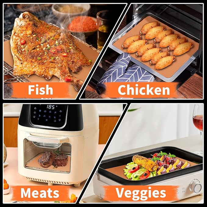 WIBIMEN Grill Mats for Outdoor Grill, Copper 9pcs Grill Mat