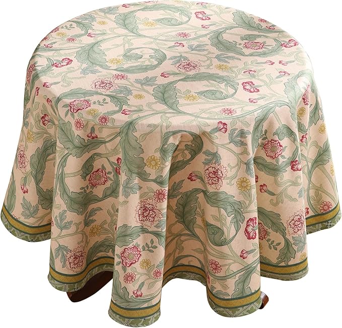 patdrea Vintage French Linen Tablecloth,Round,Diameter 55"-Cecilia A