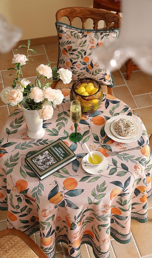 patdrea Designer French Linen Tablecloth,Round,Diameter 67"-Palladin A