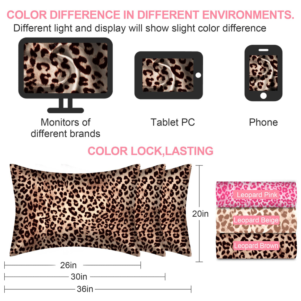 Silk Pillow Cases Standard Size with Hidden Zipper, Mulberry Silk Pillowcase for Hair and Skin, Smooth and Soft Breathable Cooling Silk Satin Pillow Covers for Sleeping, Gifts for Women, Leopard Brown