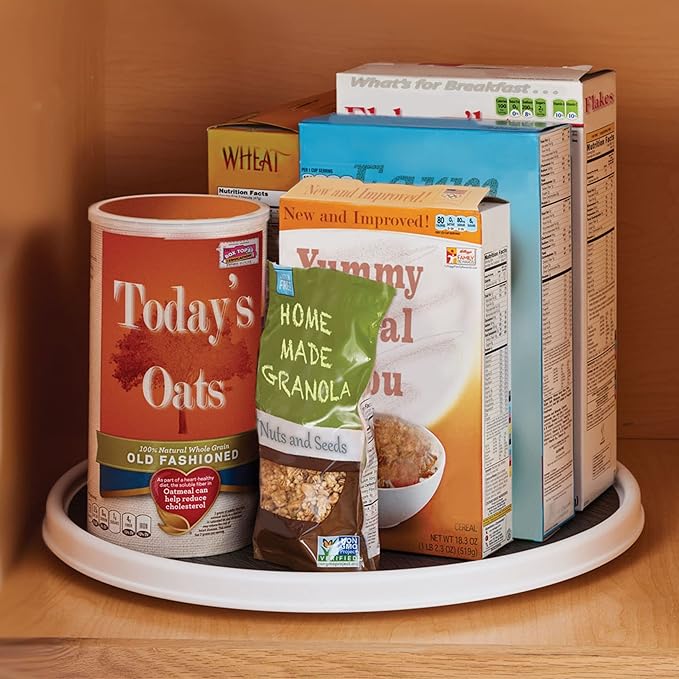Copco 18 Inch Lazy Susan Turntable Organizer - Nonslip Rotating Cabinet Organizer for Kitchen Pantry, Under Sink, Countertop Storage, Rimmed Edge, Wipe Clean