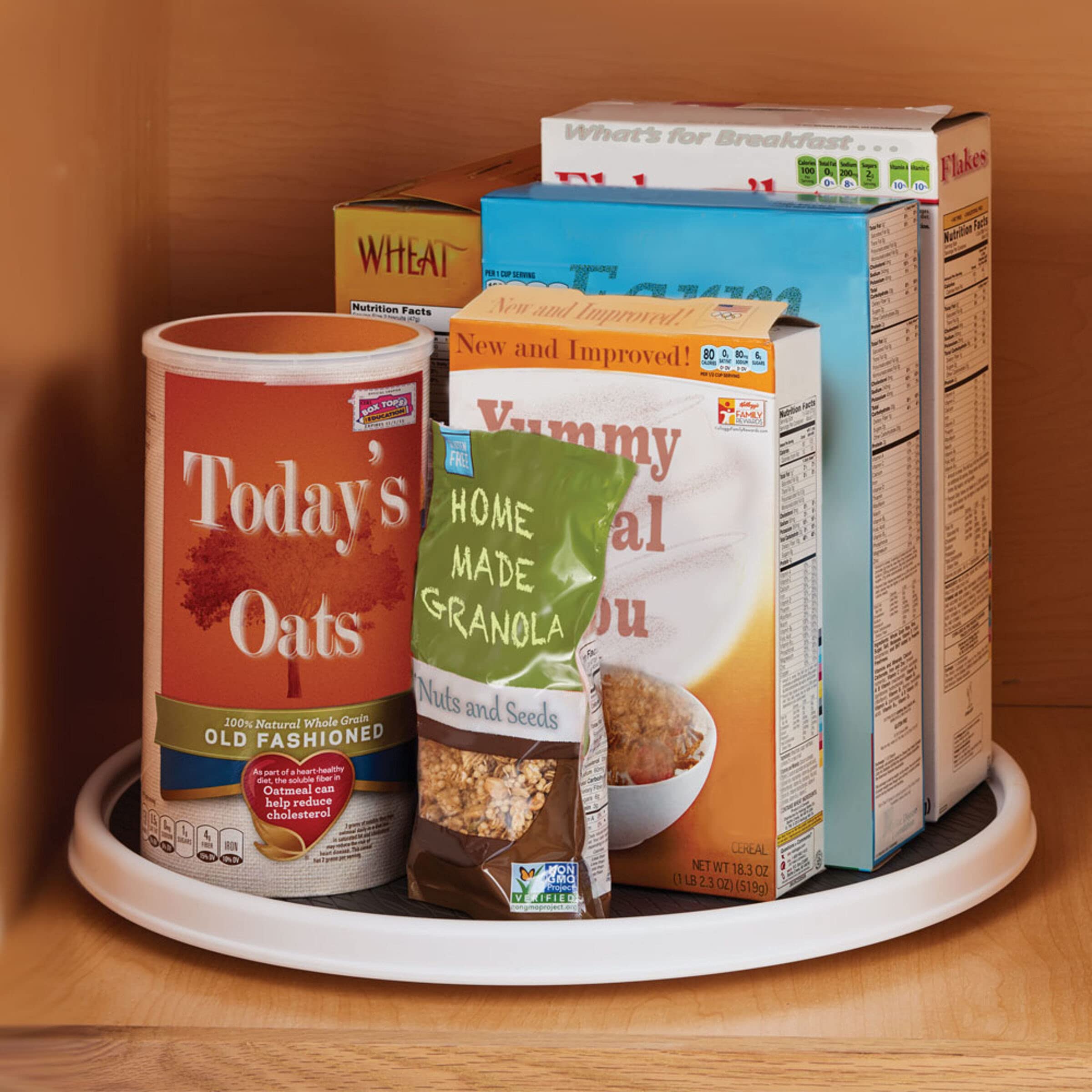 Copco 18 Inch Lazy Susan Turntable Organizer - Nonslip Rotating Cabinet Organizer for Kitchen Pantry, Under Sink, Countertop Storage, Rimmed Edge, Wipe Clean
