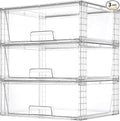 Vtopmart 3 Pack Large Clear Stackable Storage Drawers for Closet, Pantry