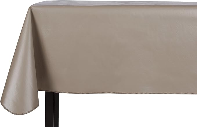 Yourtablecloth Heavy Duty Vinyl Rectangle or Square Tablecloth – 6 Gauge Heavy Duty Tablecloth – Flannel Backed – Wipeable Tablecloth with Vivid Colors & Many Sizes 52 x 90 Stone